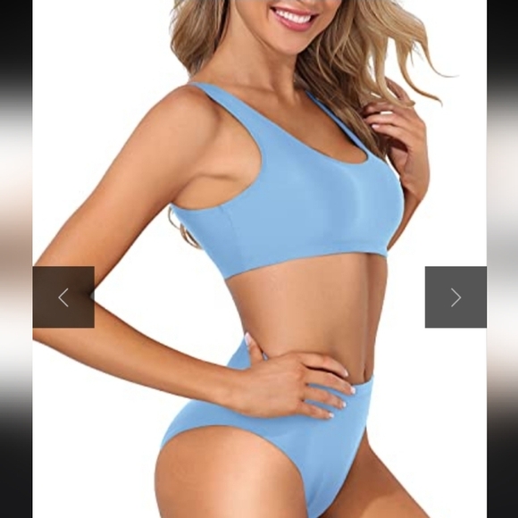 Tempt Me Other - #52- Tempt Me Scoop Neck Sporty Bikini Swimwear Set in Light Blue, Small